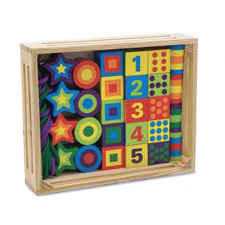 Grosses perles à enfiler en bois Melissa et Doug - Coffret