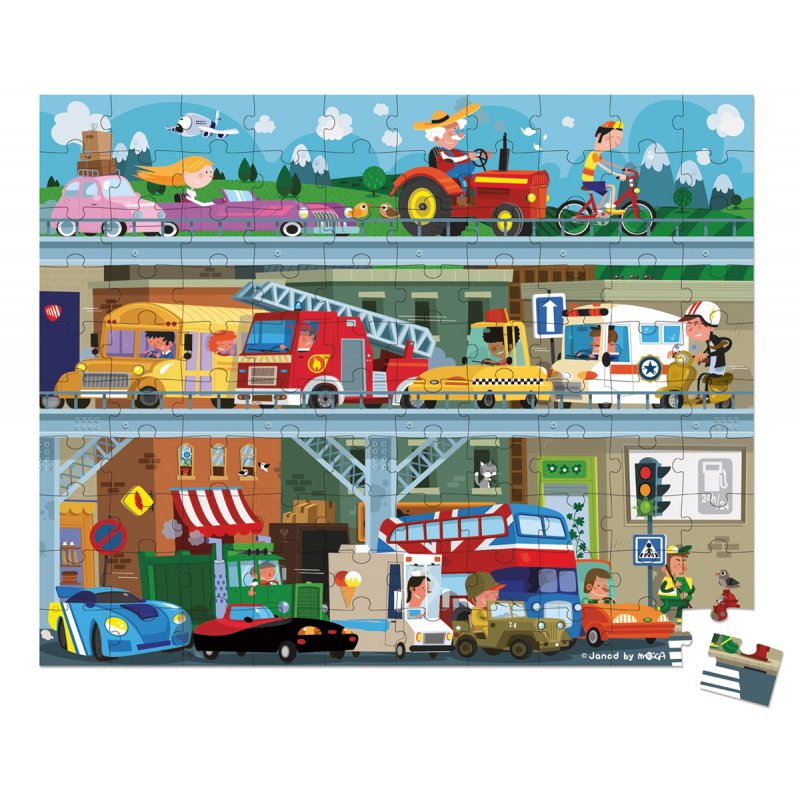 puzzle véhicules 100 pièces Janod - 14,90€