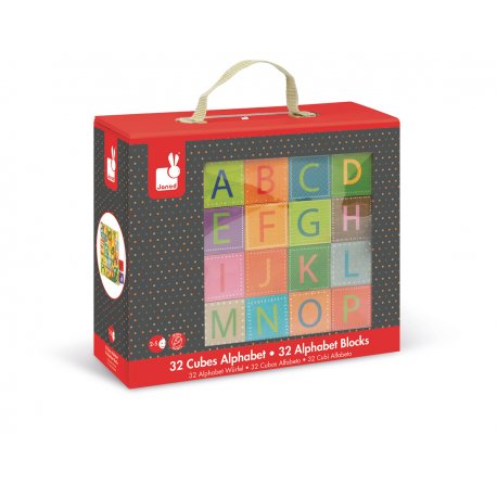 32 cubes alphabet Kubkid Janod - Coffret