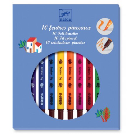 10 feutres pinceaux, couleurs classiques
