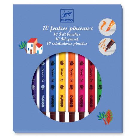 10 feutres pinceaux, couleurs classiques