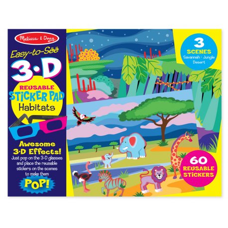 Stickers 3D réutilisables Animaux - Pochette