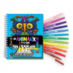 Carnet de coloriage Animaux + feutres pinceaux