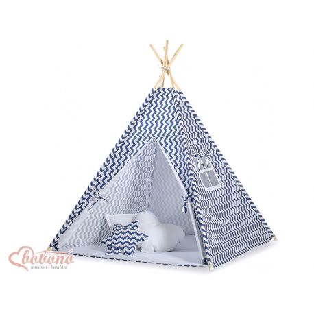 Tipi Enfant A Zigzags Blanc Et Bleu Marine Bobono 104 90 Tipi Enfant A Zigzags Blanc Et Bleu Marine Bobono 104 90