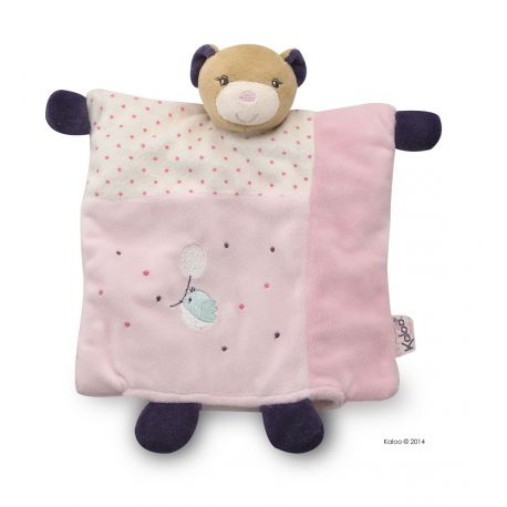 Doudou marionnette ourson joli - Petite rose