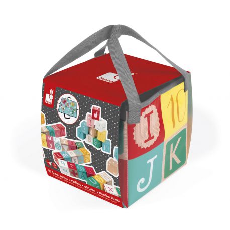 Kubix 40 cubes en bois lettres et chiffres