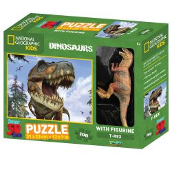 Puzzle T Rex hologramme 3D avec figurine - 100 pièces