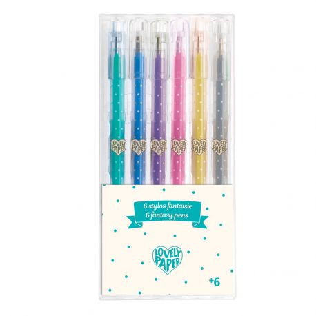 6 Stylos gel pailletés - Lovely Paper