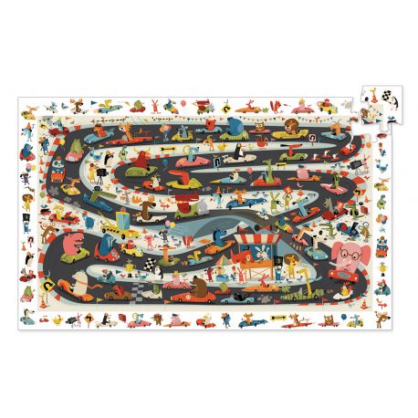 Puzzle Djeco Rallye Automobile 54 Pezzi Per Bambini 4+ Anni - Gara Di Auto, Poster Incluso