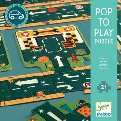 Routes - Puzzle pop to play - Djeco - 21 pièces