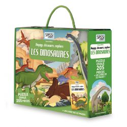 Voyage, découvre, explore les dinosaures - puzzle + livre