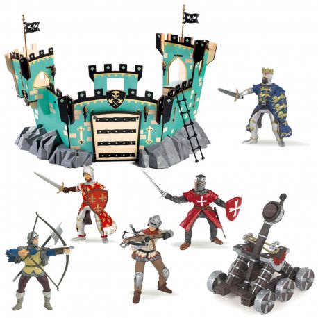 Grand pack Château Castle on Ze Rock Djeco + figurines Papo
