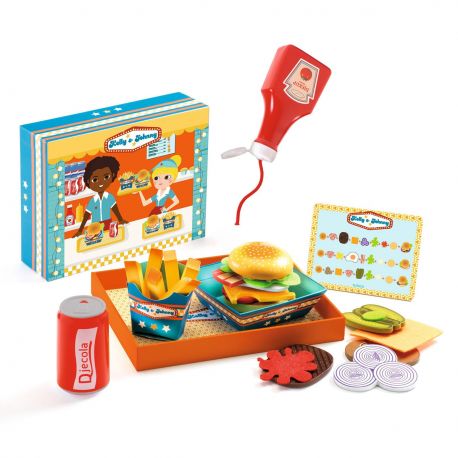 Dinette Enfant Jouet Aliment Cuisine Hamburger, avec Plateau