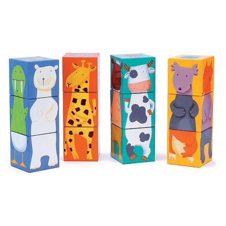 12 cubes animaux couleurs Djeco