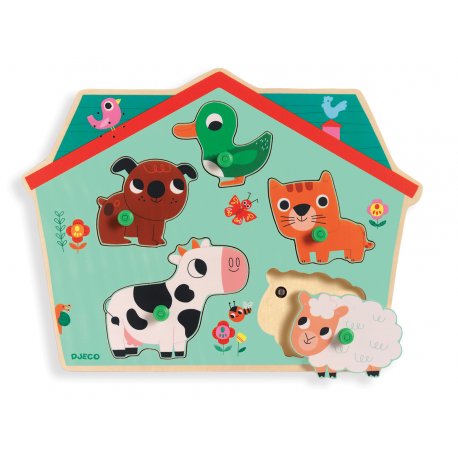 puzzle sonore animaux de la ferme Ouaf woof Djeco