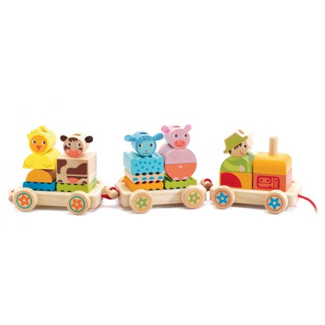 jouets à tirer en bois