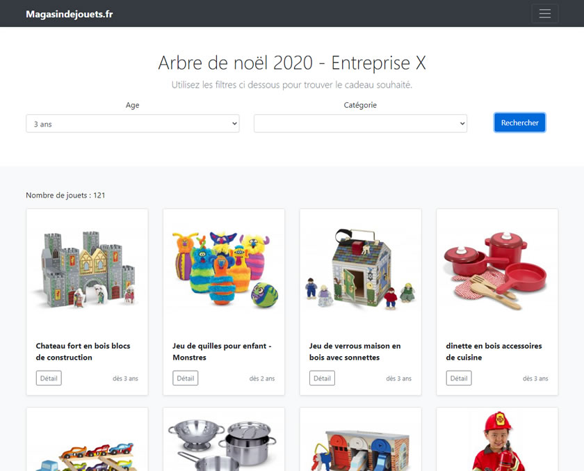 site B2B pour arbre de noel